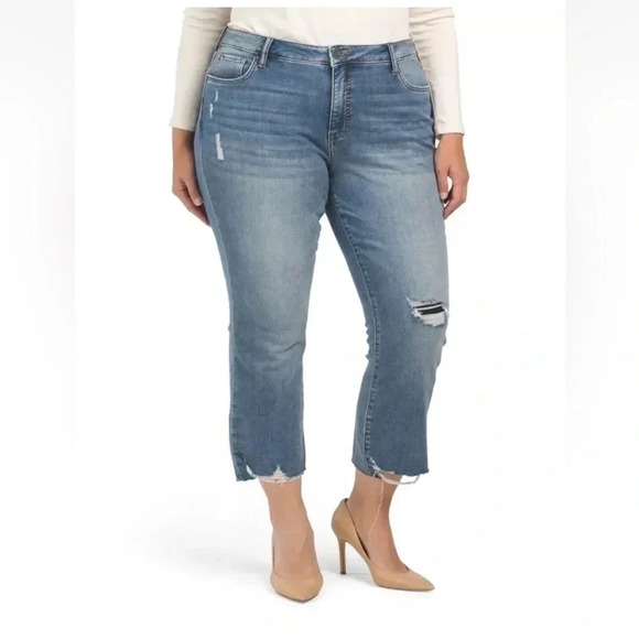 Kut From The Kloth High Rise Kelsey Fab Ab Cropped Flare Jeans Size 24W - Picture 1 of 11